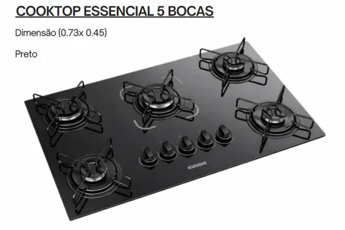 Fogão Cooktop 5 Bocas Itatiaia Novo