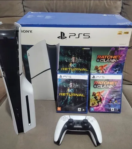 PS5 SLIM 1 TB C LEITOR DE DISCO COMPLETO IMPECÁVEL C NOTA FISCAL