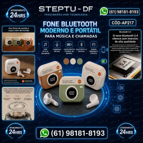 Fone de ouvido Bluetooth sem fio  visor criativo do nível da bateria COD-AP217  