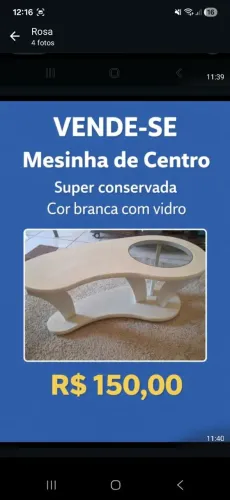 Mesinha de centro de vidro