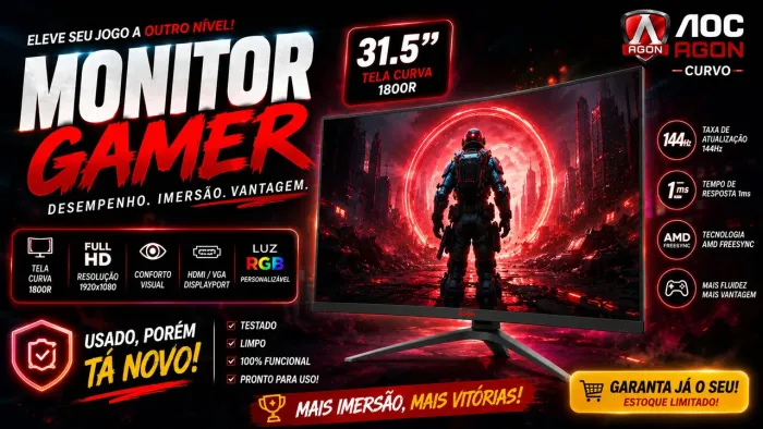 IMPERDIVEEEEL! É PRA VENDER AGORAAAA! MENOS DA METADE DO PREÇO! MONITOR GAMER AGON 31.5!!!
