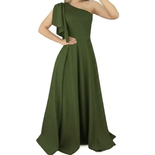 Vestido de festa ombro único (verde oliva) tam GG.