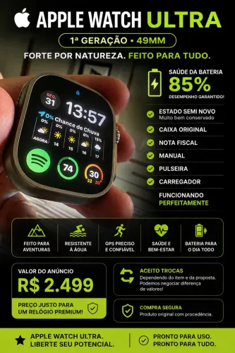 Apple Watch Ultra 1ª Geração 49mm ? 85% Bateria ? NF + Caixa