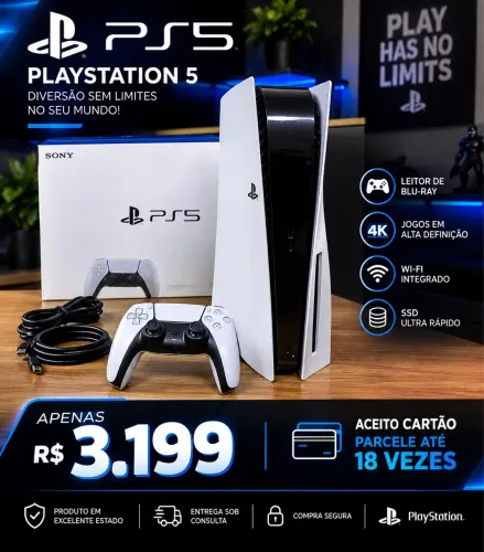 PS5 SEMI NOVO, completo como está na foto, não baixo valor!!! Aceito cartão