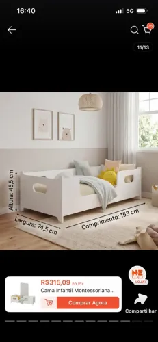 Mini Cama Infantil Encanto Montessoriana com Colchão D18