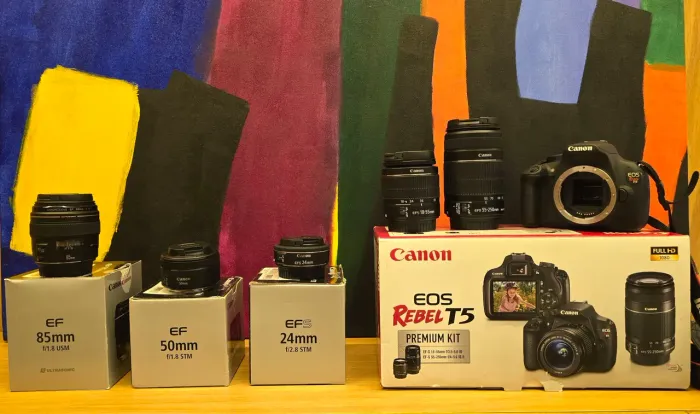 KIT CAMERA CANON EOS REBEL T5 (5 LENTES TOTAL)