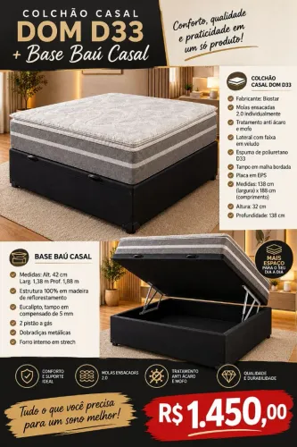 Cama bau casal D33 DOM MOLAS ENSACADAS 