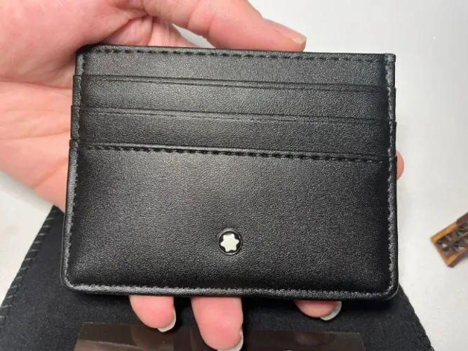 PORTA CARTÃO MASCULINO MONTBLANC COURO LEGITIMO PRETO PREMIUM CLASSICO SLIM FIT PRETO