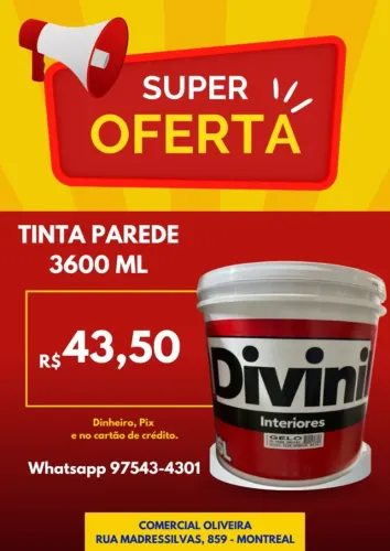 Galão de tinta parede 3,600 ml - cor BRANCA - Para Sete Lagoas