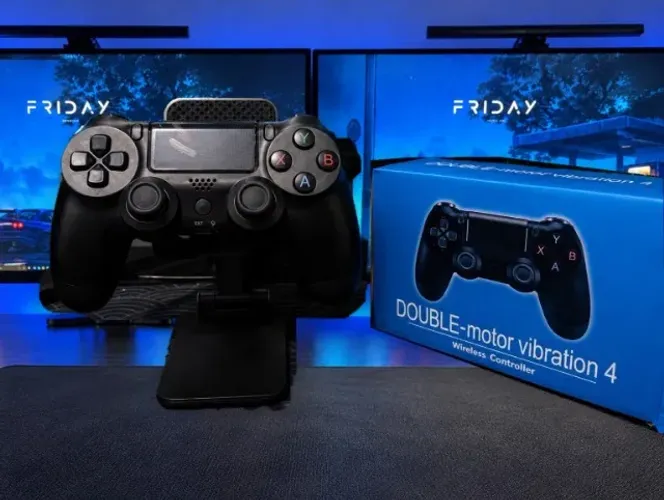 Pega em Ps4, Pc e SmartTv! Controle Sem Fio Redfin | Bluetooth | Touchpad | Vibração | Nov