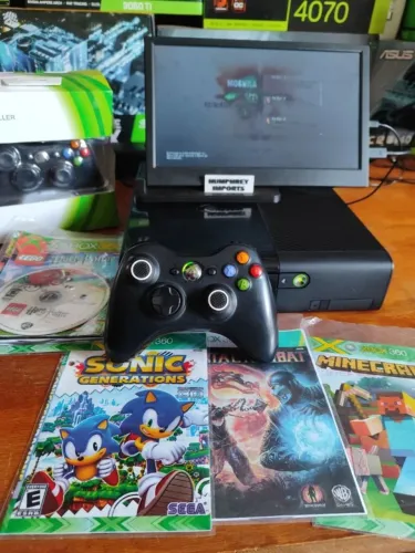 VIDEO GAME XBOX 360 DESBLOQUEADO 2 CONTROLES 10 JOGOS - GARANTIA 3 MESES