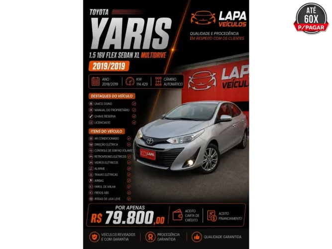 Toyota Yaris XL Sedan 1.5 Flex 16V 4P Aut. 2019