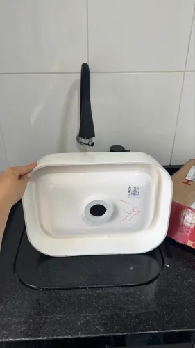 Cuba Pia de Apoio Retangular 36x27 - Mármore Sintético - Branca - Beltampo