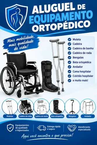 Aluguel de muletas, cadeira de banho, cadeira de rodas