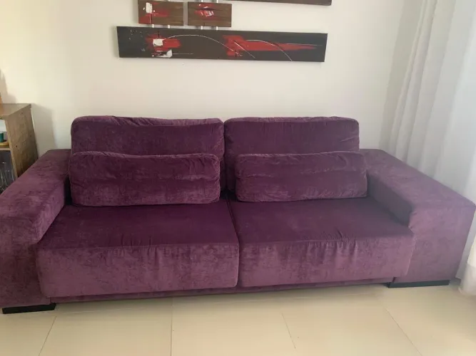 Sofá Retrátil 2,60m Grande e Confortável - Roxo