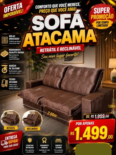Sofá retrátil e reclinável 