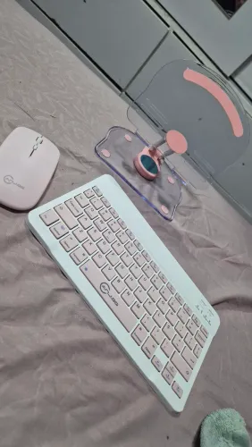 Teclado + Mouse Bluetooth + Suporte para Celular ou Tablet