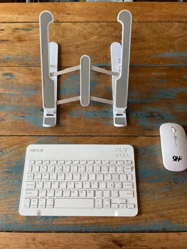 Kit Home Office Bluetooth - Teclado & Mouse Recarregáveis + Suporte | Quase Novo