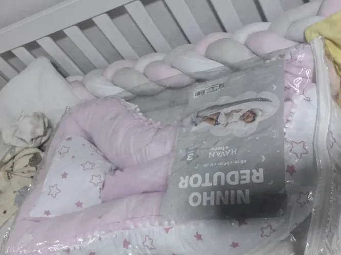 Ninho redutor de berço Havan baby rosa estrela (3 peças ) na embalagem