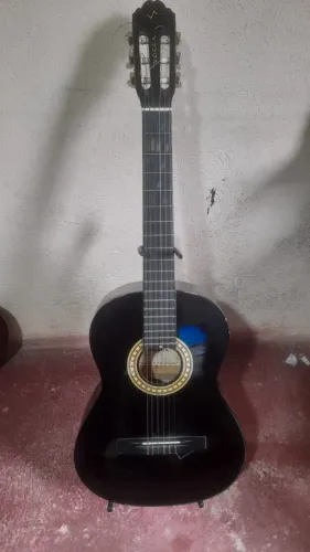 Violão Preto acústico simples cordas nylon