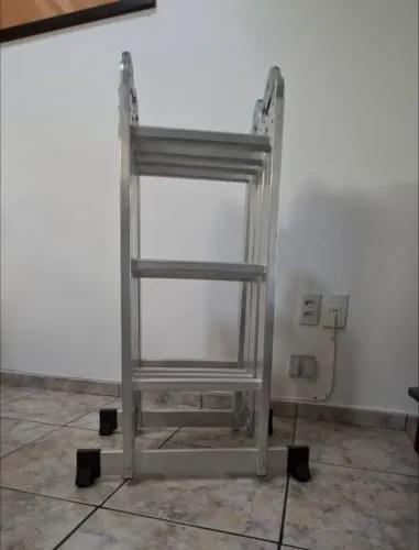 escada articulada multifuncional de alumínio 12 degraus