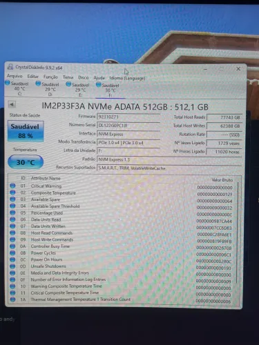 SSD ADATA NVMe M.2 2230 de 512 GB, modelo IM2P33F3A-512G2,