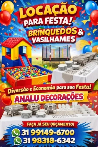 ? LOCAÇÃO PARA FESTAS - BRINQUEDOS & VASILHAMES ?