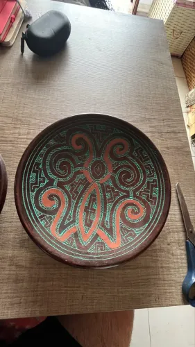 Trio de pratos decorativos de ceramica para parede