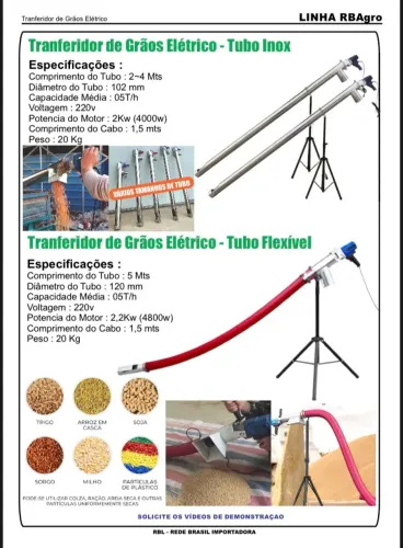 Transferidor de grãos eletrico 220v 5 metros