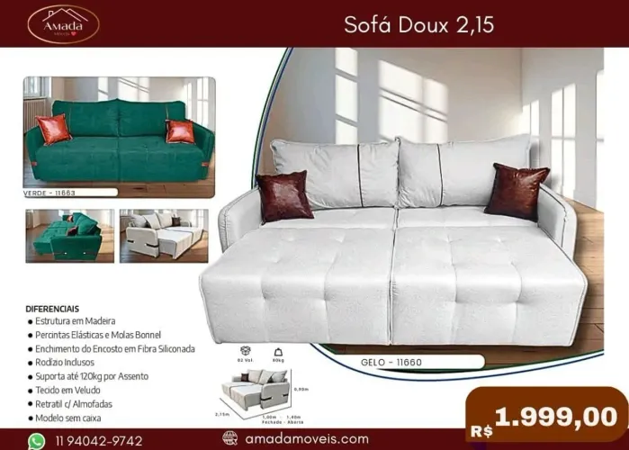 Sofá Doux 2,15 - à pronta entrega