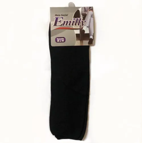 5 PARES MEIA SOCIAL PRETA 38 A 44 EMILLY ORIGINAIS