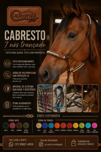 Cabresto 7 nós trançado para cavalo