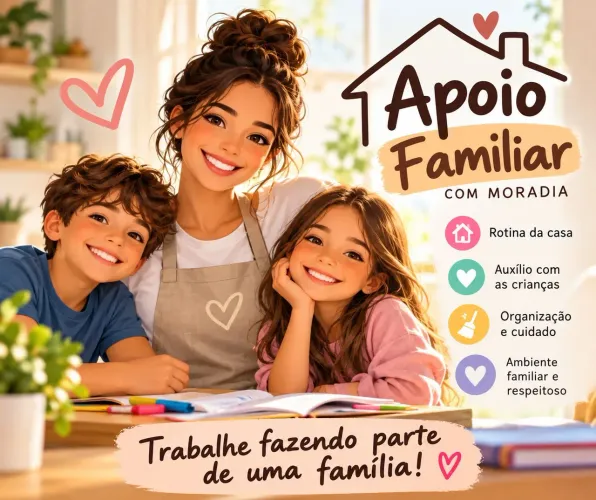 VAGA PARA APOIO FAMILIAR - COM MORADIA | PARNAÍBA-PI