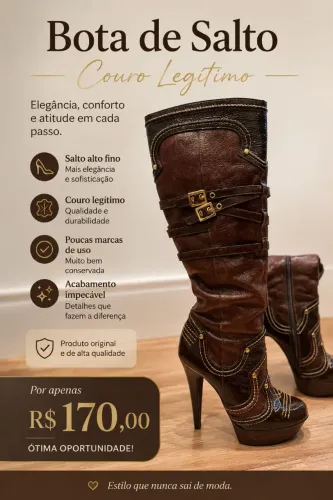 Bota de Salto Couro Legitimo