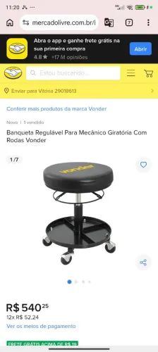 Banqueta giratória com regulagem de altura vonder em ótimas condições