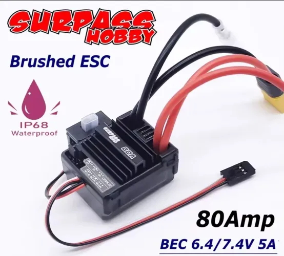 Esc Escovado Surpass 2/3s 80a para RCs Crawler 1/0