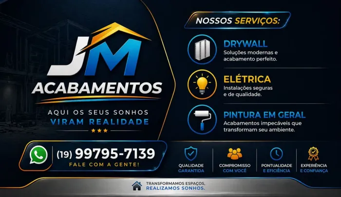JM Acabamentos | Drywall, Elétrica e Pintura em Geral em Americana e Região