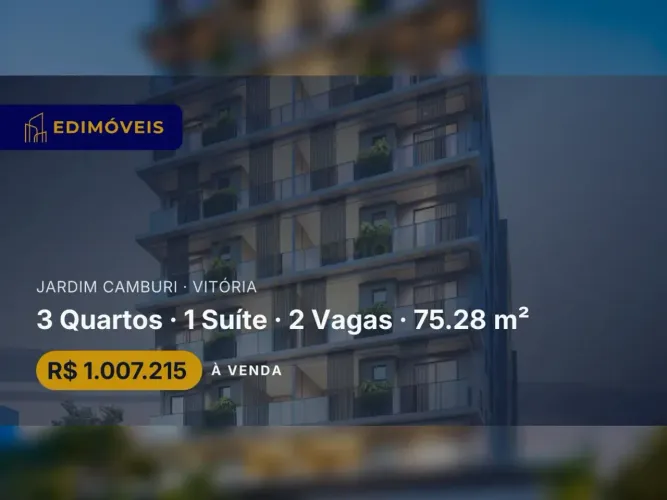 Jardim Camburi| Apartamento 3 quartos com design contemporâneo e áreas comuns exclusivas