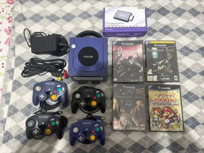 Nintendo Game Cube DOL-001 Desbloqueado + 4 Controles + 5 Jogos + 2Memory Card + BitFunx