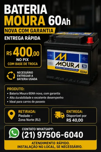 Bateria Moura 60Ah Nova com Garantia | hb20 palio clio