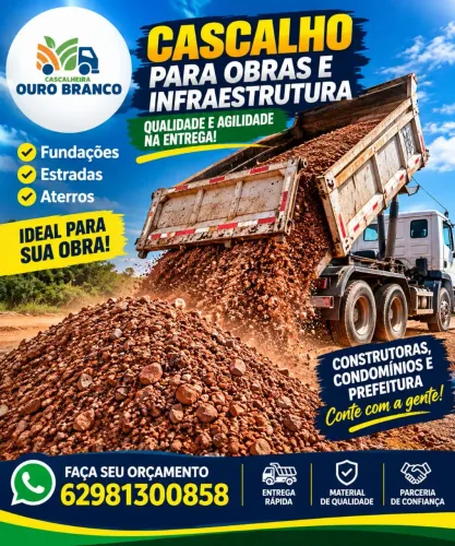 Cascalho para obras e infraestrutura 