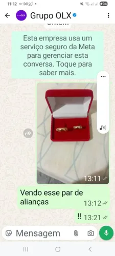 Vendo um par de alianças (romanel)aliança na caixa ,nunca foi usada .valor 150 reais 