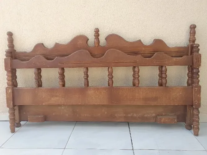 Cama Antiga Casal Madeira Lei Maciça Efetuo Troca Desapego