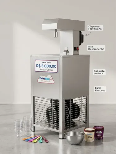 Batedeira / Produtora de Sorvete e Açaí EletroReal Frio em Aço Inox