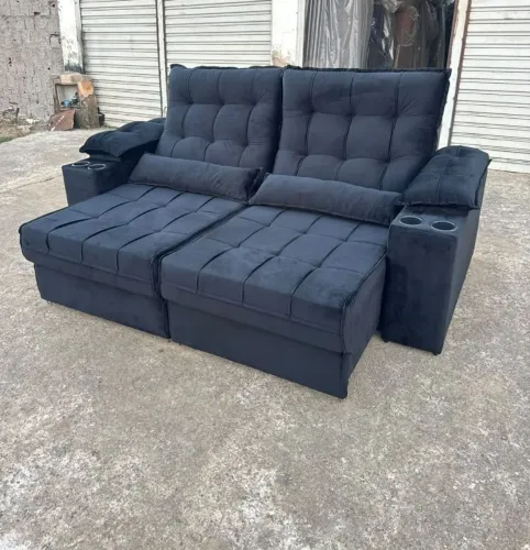 Sofá preto RETRÁTIL e RECLINÁVEL NOVO
