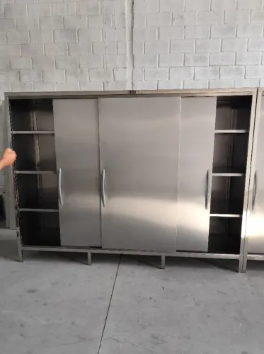 Armário inox porta correr 2500mm profissional ss
