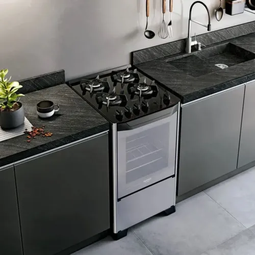 Fogão 4 Bocas Dako Magister Style Com Mesa De Vidro Preto/espelhado