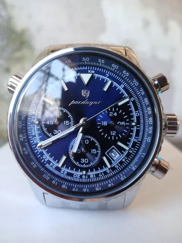 Relógio Masculinos Esportivo Cronógrafo Mostrador Azul Sunburst