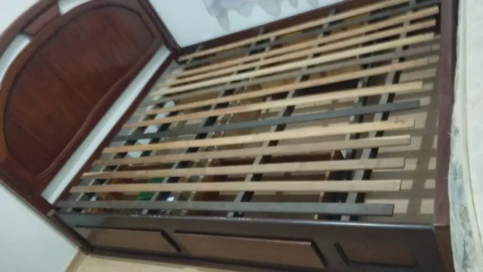 Cama Casal Queen Com Gavetas Madeira Maciça Natural