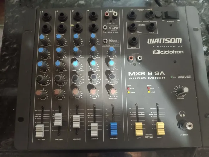 Mesa de Som Analógica Ciclotron Wattsom MXS 6 SA 4 CANAIS - ENVIO IMEDIATO